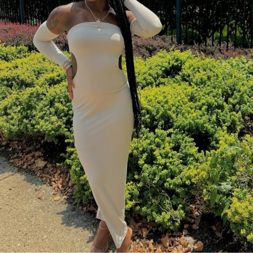 Elegant Cream Off-Shoulder Dress